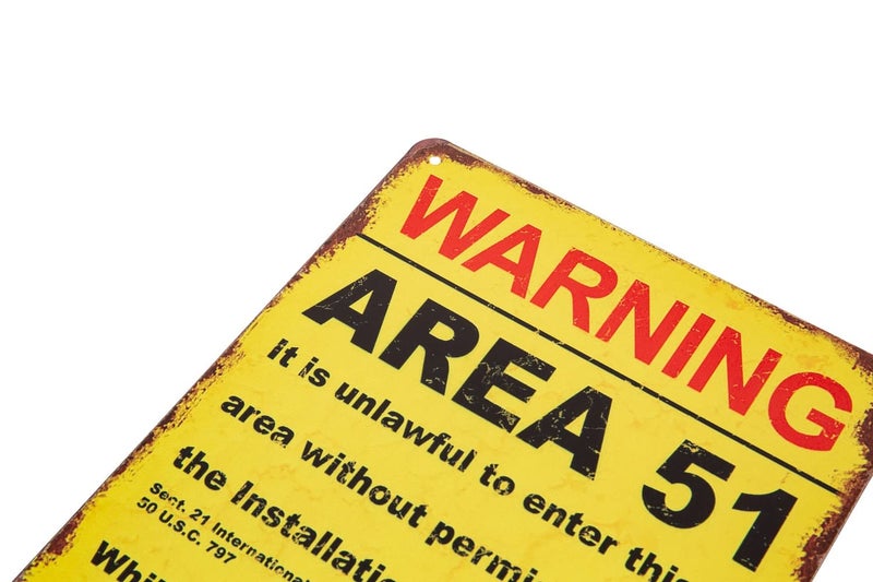 ERLOOD Warning Area 51 Metal Tin Sign Decorations Vintage Garage Poster Art Wall Decor12 x 8 - Image 2